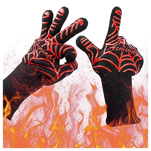 Acmind BBQ Gloves, Grill Gloves 1472°F Extreme Heat Resistant, Grilling Barbecue Gloves for Smoker, 13" Kitchen Cooking Oven Mitts Silicone Non-Slip Cooking Hot Glove for Welding Baking 1 Pair
