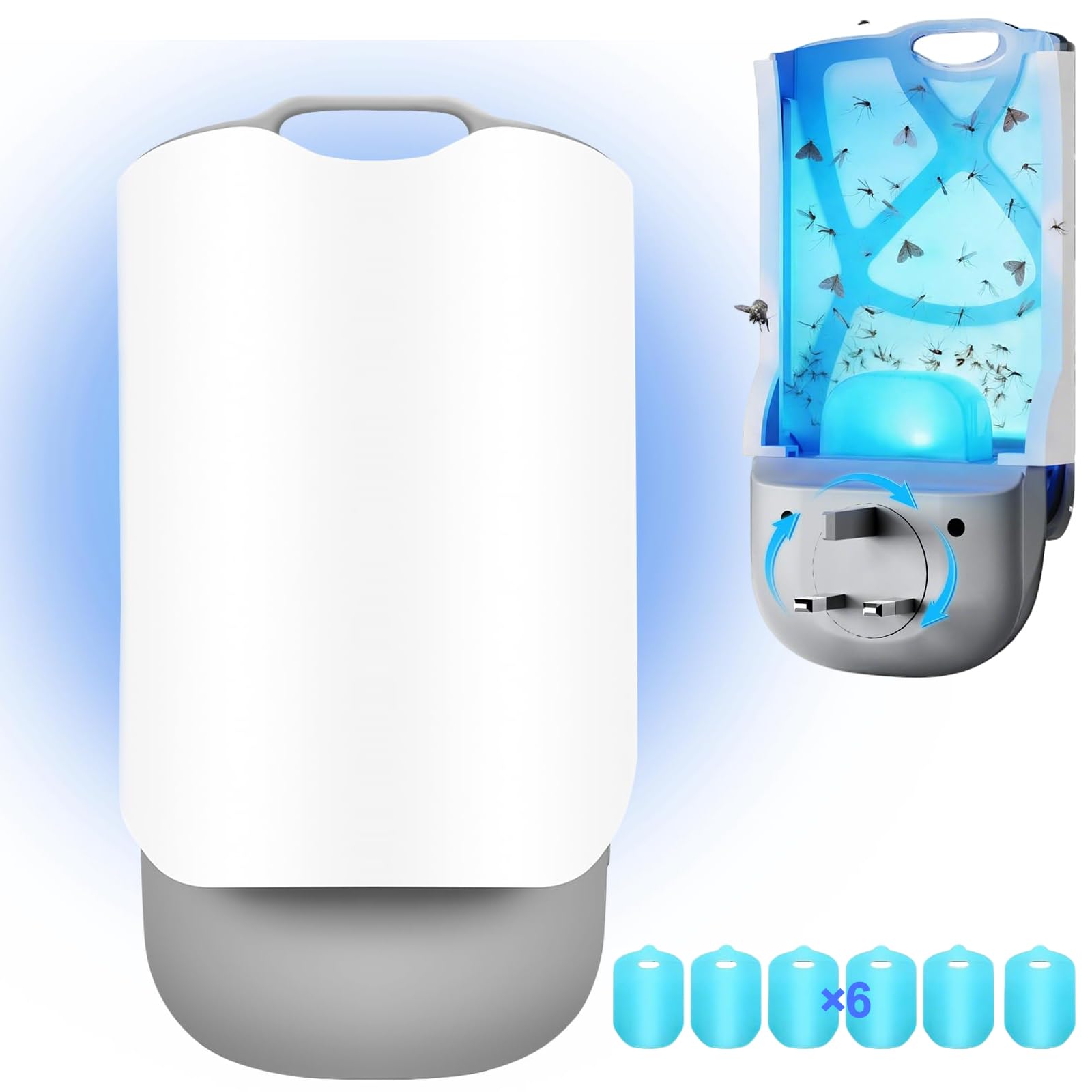 Fruit Fly Trap Indoor, Plug-in UV Flying Insect Traps, 6 Refills