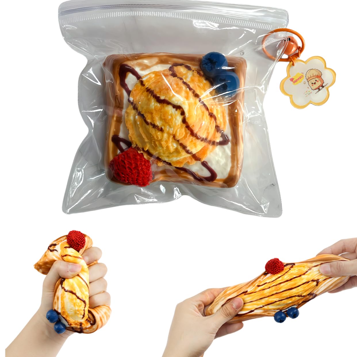 Handmade Taba Squishy Toast,Large Super Soft Silicone Squeeze Toy,Cute Soft Squeeze Toys Squishy Sensory Fidget Toys for Kids Adults,Giant