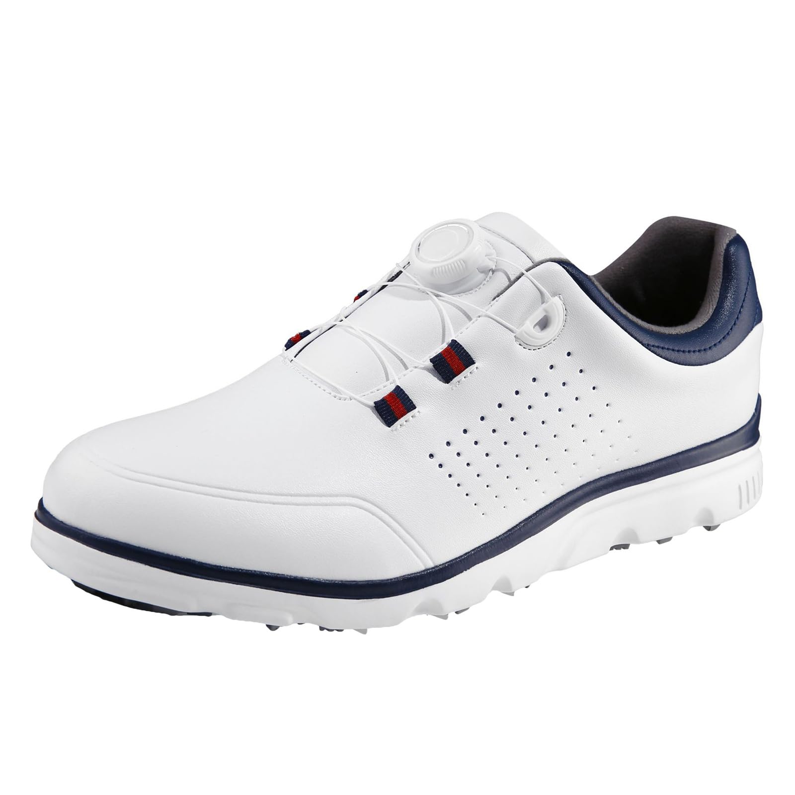 JiuQing Męskie buty golfowe bezkolcowe wodoodporne wygodne skórzane buty golfowe do chodzenia na świeżym powietrzu