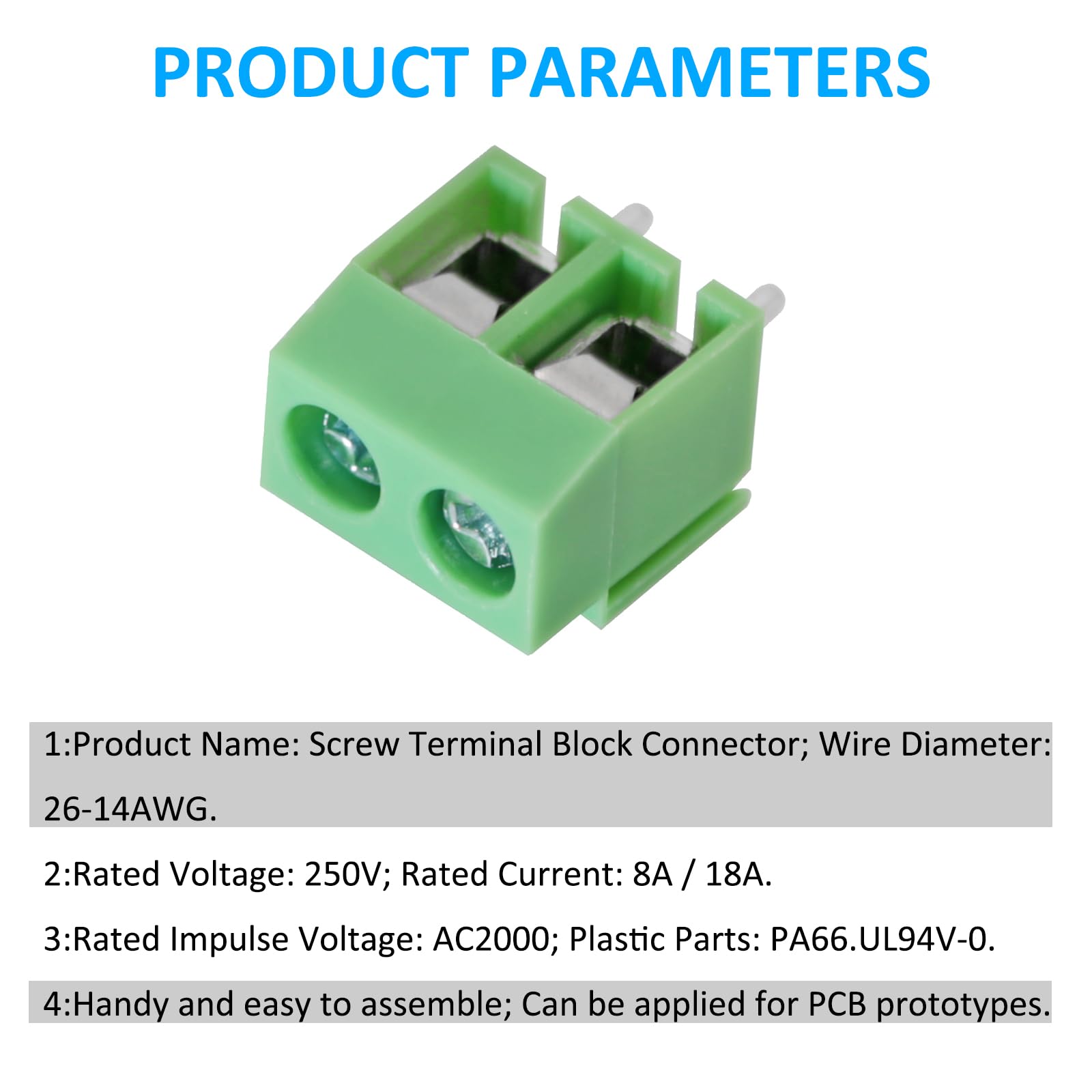 DIYhz Green 20PCS 2P 2 Pin Screw Terminal Block Connector 5mm