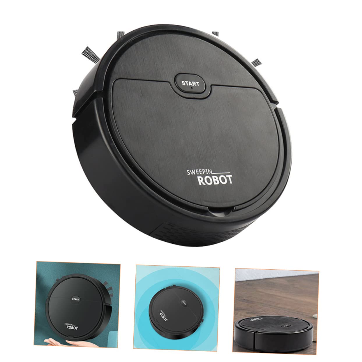 Holibanna Kleiner Staubsauger Roboter mit Wischfunktion Flacher Kehrroboter aus Kunststoff 1200mah Akku für Tierhaare und Staub im Haushalt
