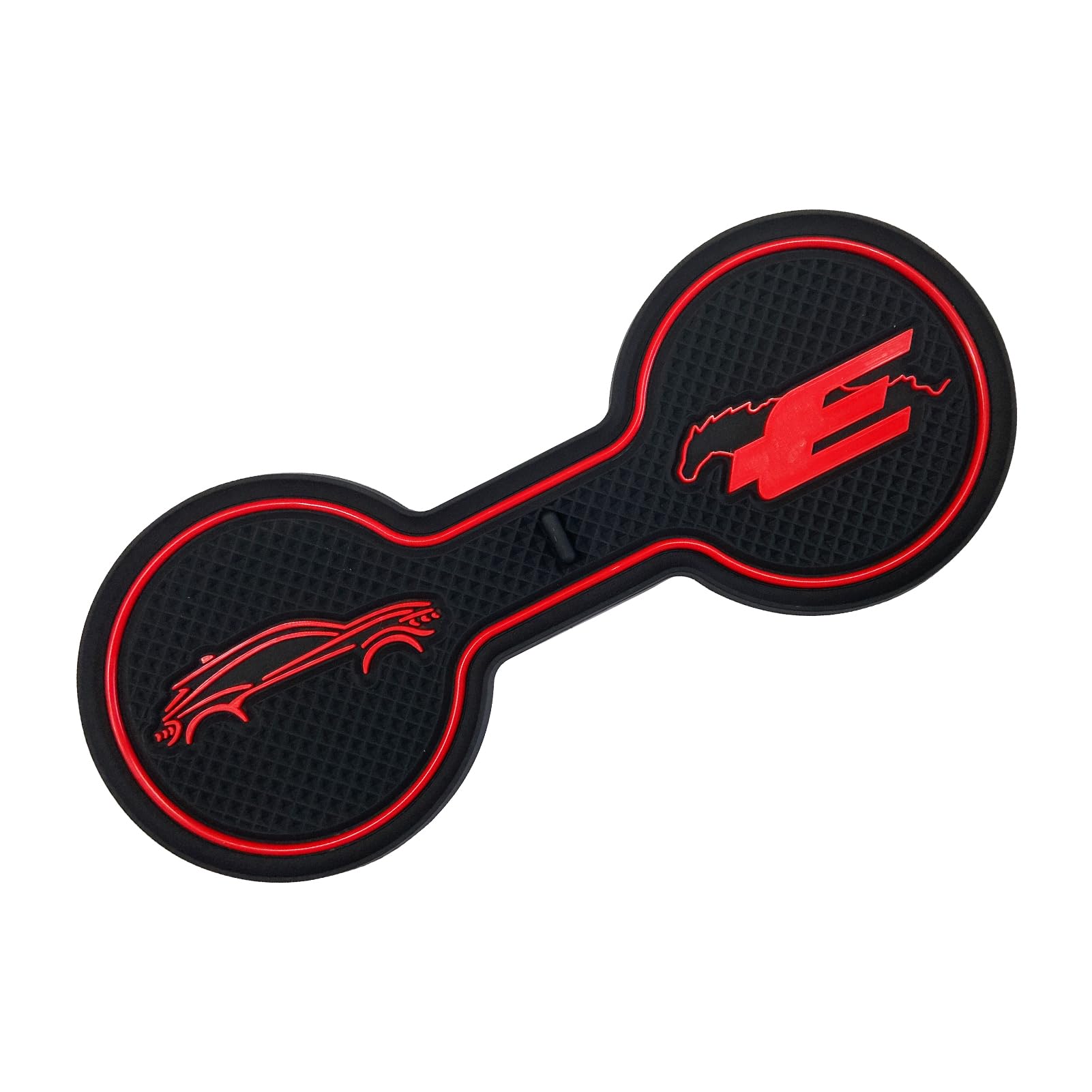 LSAUTO Compatible for Ford Mustang Mach-E Car Cup Holder Coaster, Silicone Beverage Car Decorative Water Coaster, Car Accessories Pad. (RED)