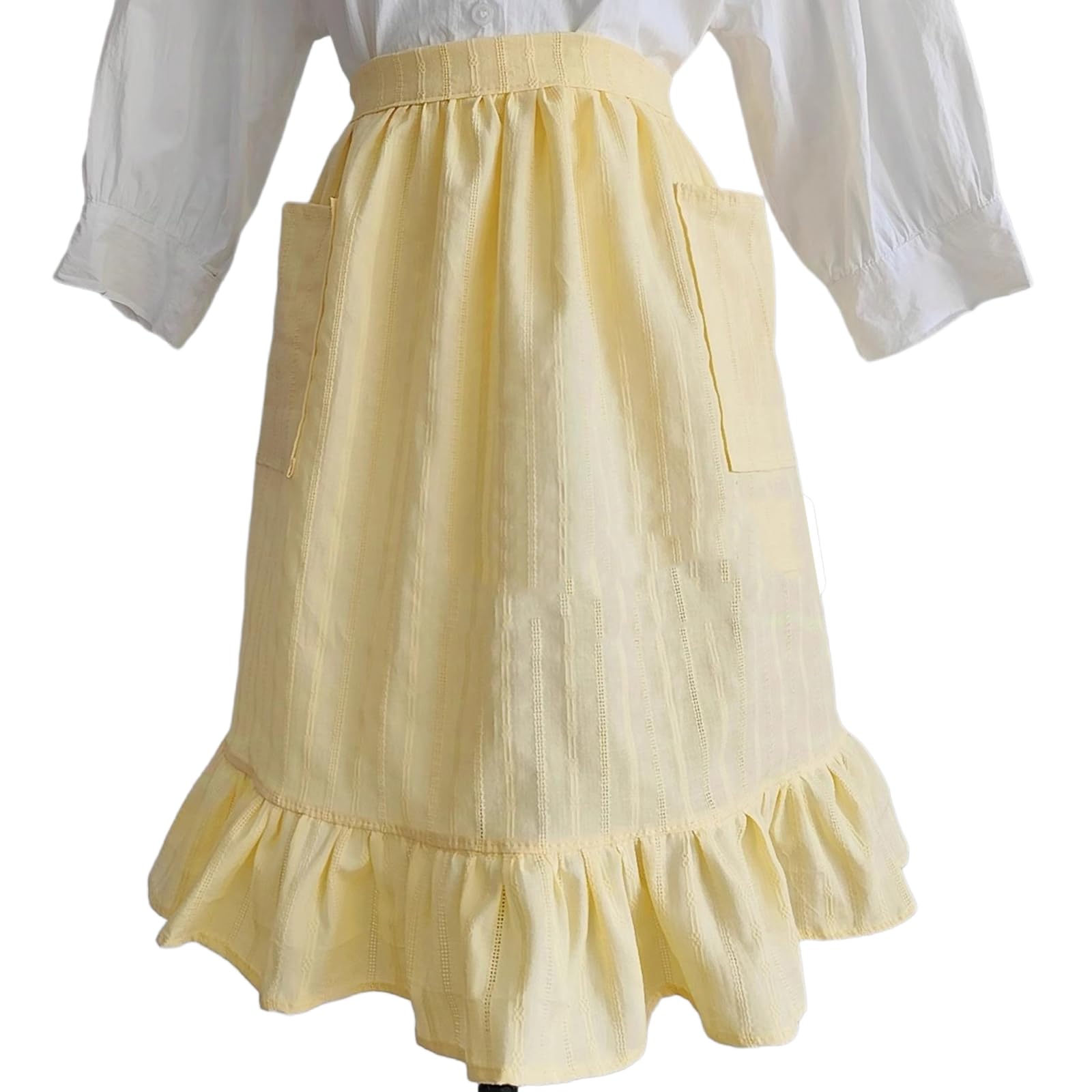 Tablier Serveur avec Poches Femmes Long Serveurs Tablier, pour Serveurs Chefs Bistro RestaurantYellow,One Size