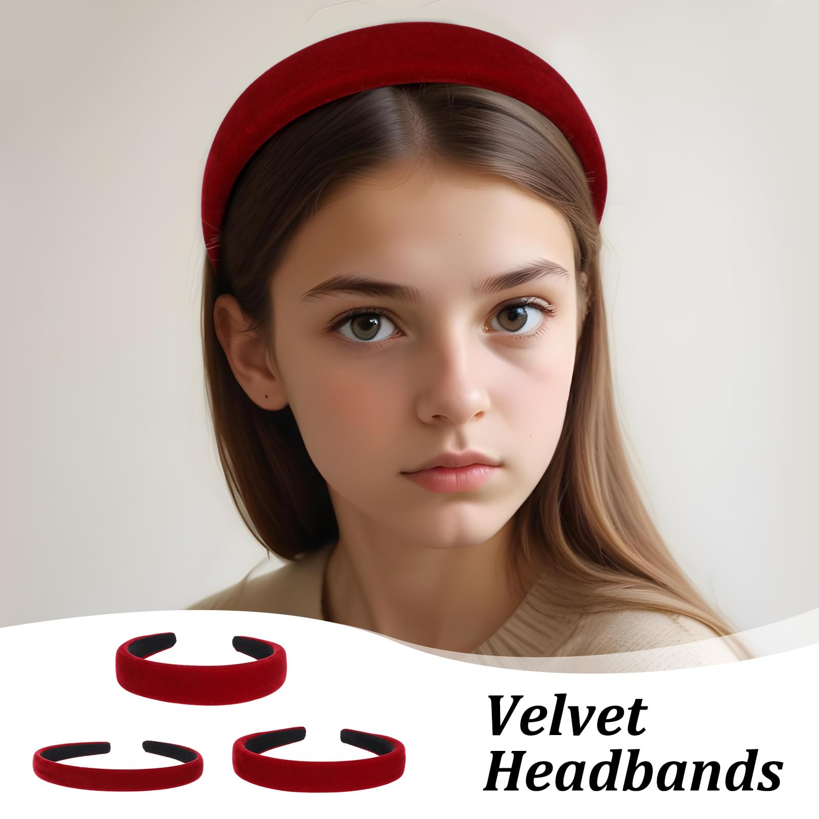 Cerchietto per capelli da donna e ragazza, largo, spesso, annodato, in velluto, turbante in velluto, accessorio invernale, accessorio per matrimonio, ballo formale, festa di Natale, festa di