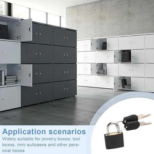 Miniatura 5 de Paquete de 2 cerraduras de equipaje, cerradura de maleta con llave, mini candado con llave, cerradura de equipaje pequeña (negro)