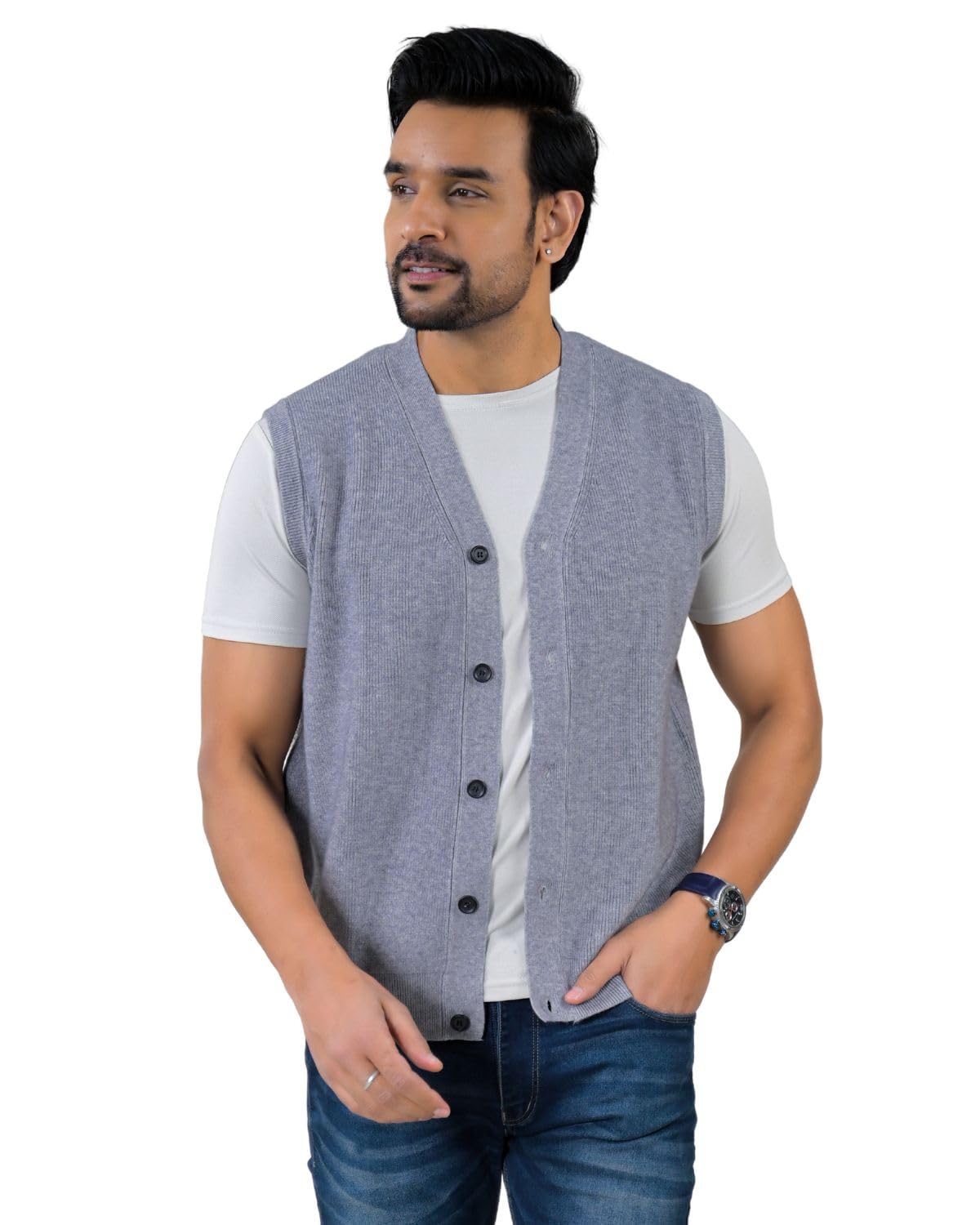 soul armor Mens Cotton Blend Sleeveless Buttoned Cardigan Classic V-Neck Knit Sweater Vest Warm Layer for Winter & Formal Outfit Match-picture-33
