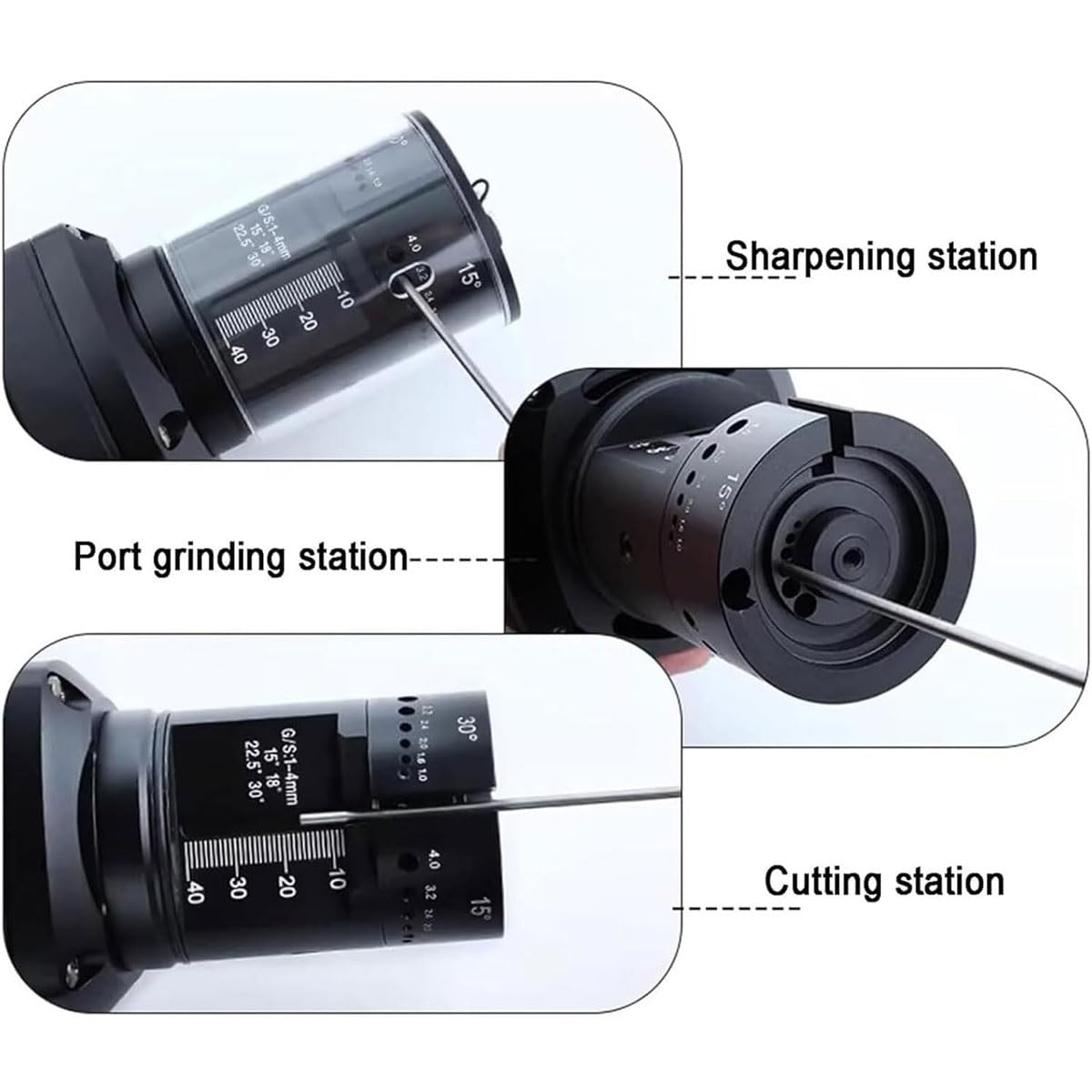 Afilador de tungsteno de mano, máquina afiladora de electrodos de tungsteno eléctrica con bloque de molienda plano, ranura de corte, 6 tamaños y 4 ángulos, ajustable de 5000 a 30000 rpm