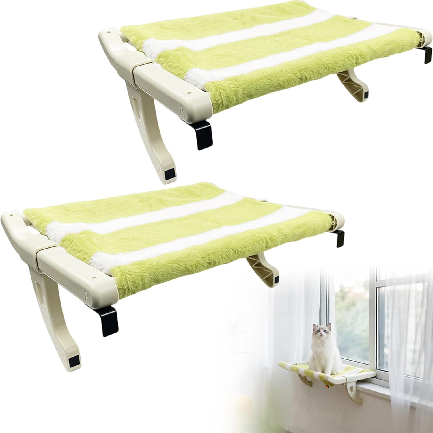 Générique Lit de fenêtre de Chat, siège de seuil de fenêtre sans Fil de hamac pour Les étagères de Chats intérieurs, Coussin en Peluche Lavable Facile à Installer