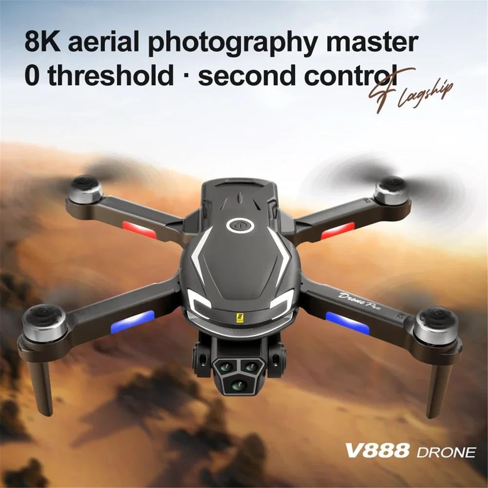 B,Triple battery,v888 drone 8k hd triple camera aerial professional unikanie przeszkód optyczne pozycjonowanie przepływu bezszczotkowy dron quadcopter