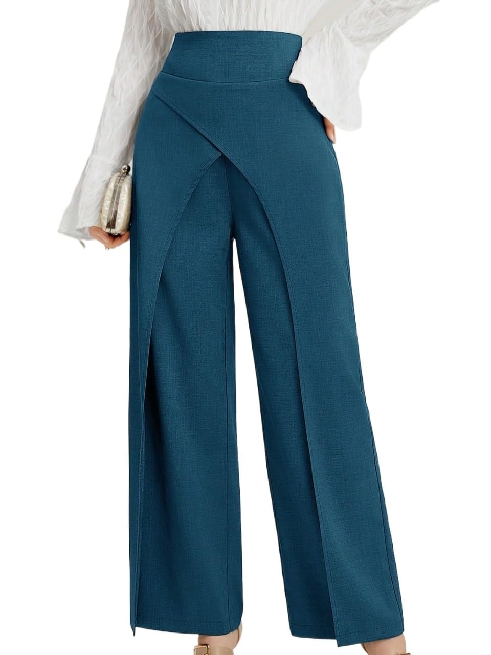 Summer Womens Business Pants Women Plain Elegant High Waist Straight Leg Pants