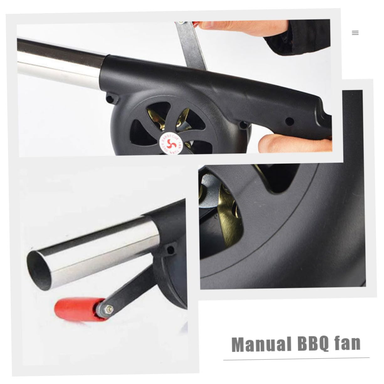 Yardwe Soffiatore a Mano per Barbecue Esterno, Ventilatore Portatile in ABS e Ferro, Comodo per Accendere Carbone e Campeggio all'Aperto