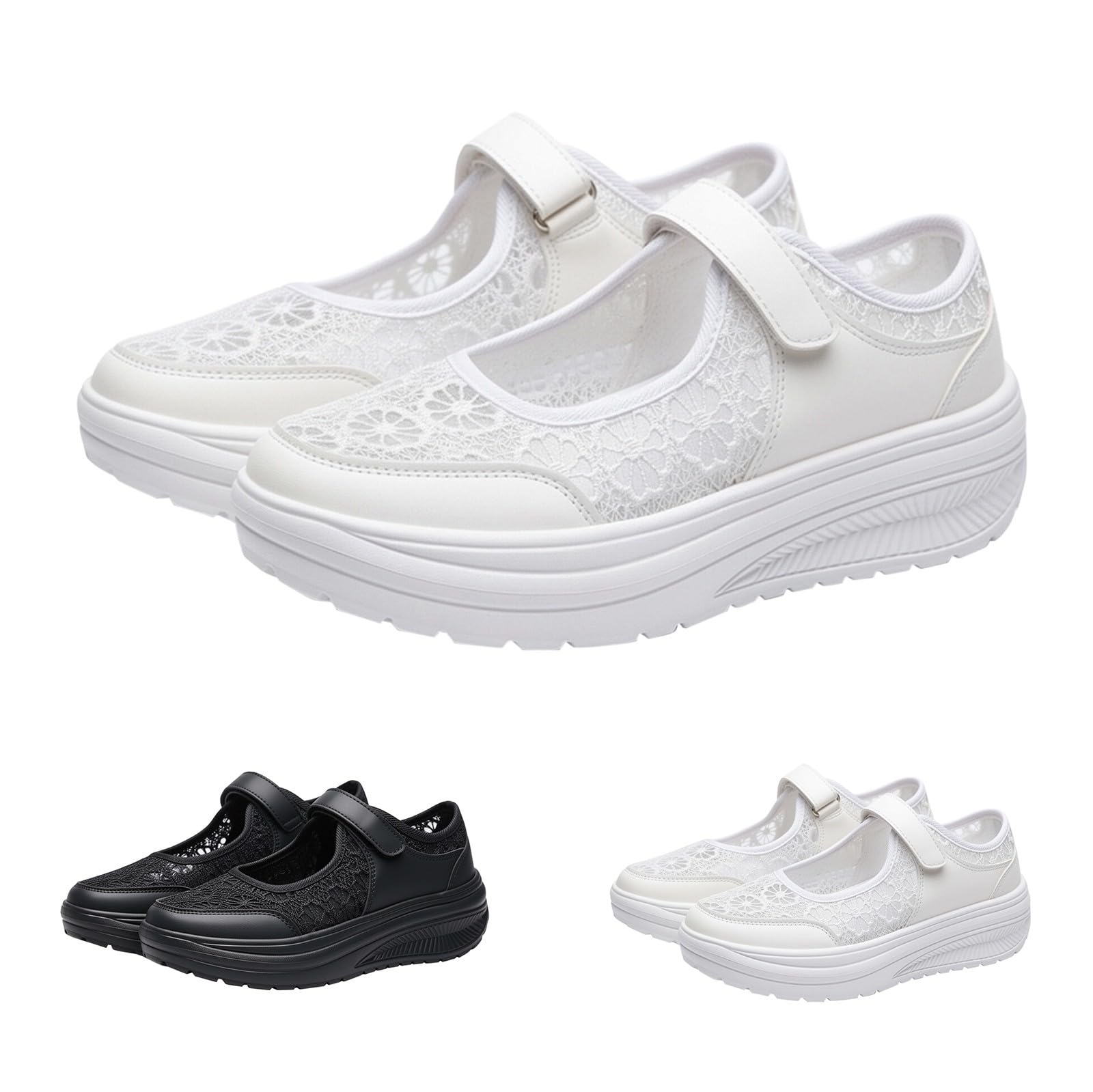 Zapatillas modernas Mary Jane de plataforma para mujer, de malla transpirable, con correa de , para caminar a diario y uso casual
