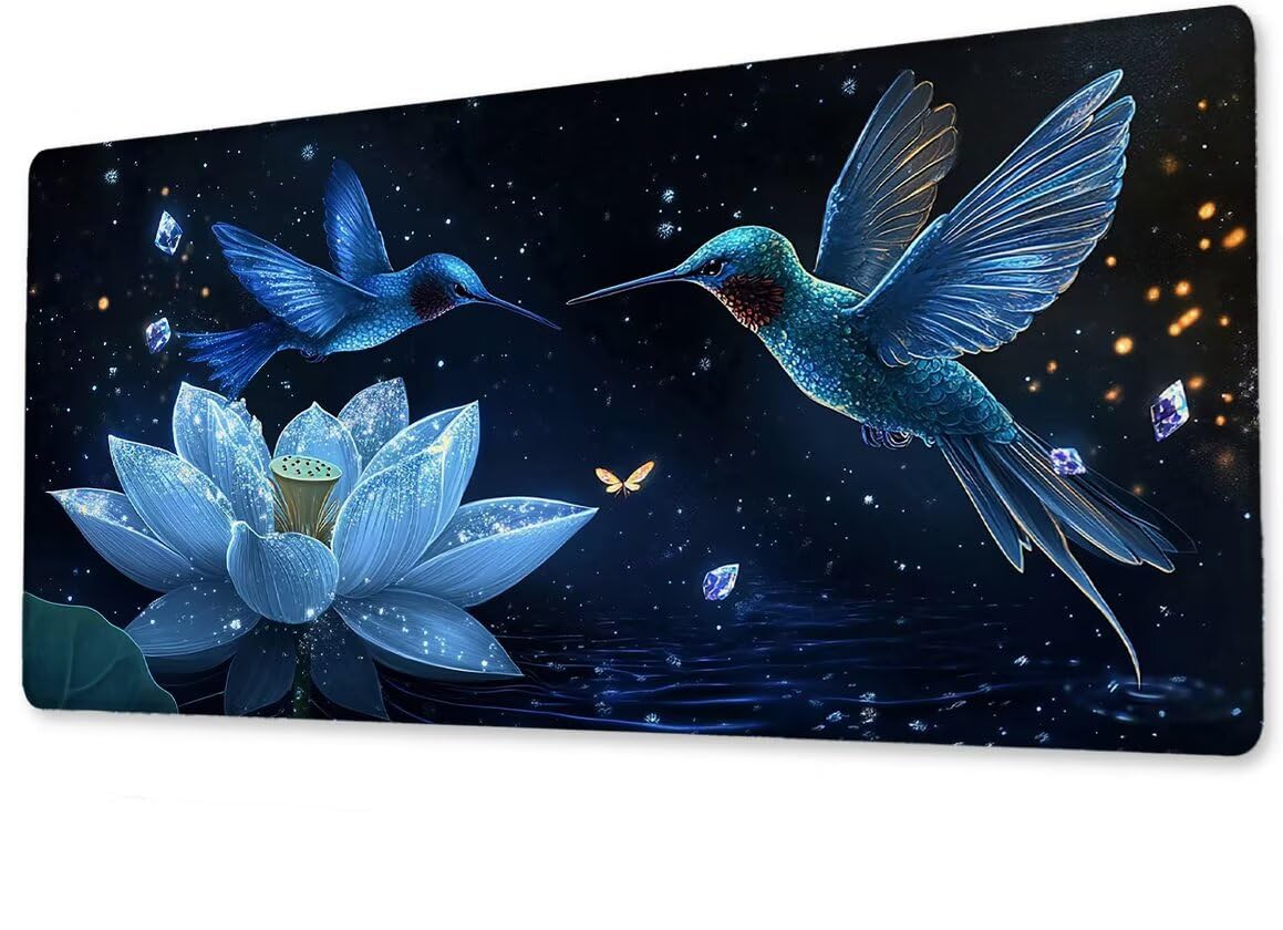 Podkładka pod mysz XXL 600 x 1200 x 3 mm ptaki podkładka pod mysz dla graczy o wysokiej precyzji i szybkości Podkładka pod mysz ze zszytymi krawędziami i antypoślizgową gumową podstawą do gier