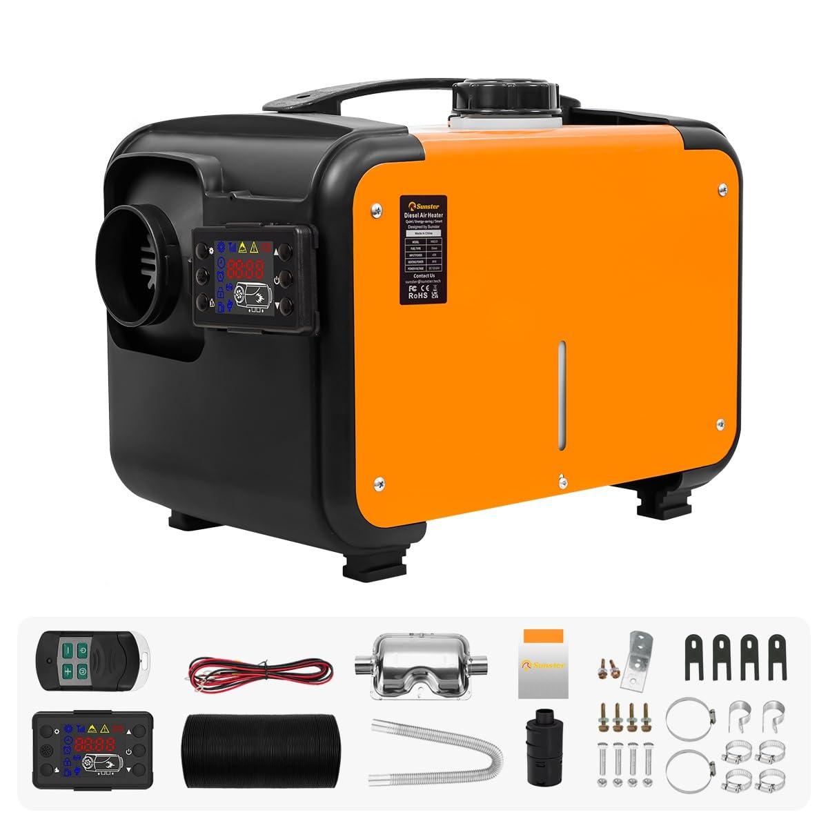 Sunster 12/24V Standheizung Diesel, 8kW 0.18-0.48L/h für Auto RV | 12V/24V, 8kW, 0.18-0.48L/h, Diesel Air Heater, for Auto, RV, Truck, Bus