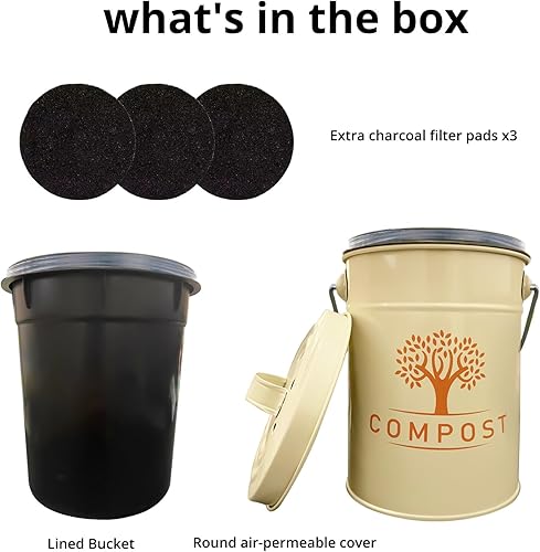Miniatura 7 de MKICLECER Compost Bin Kitchen Counter - 1.0 Gallon Indoor Compost Bins with Sealed Inner Bucket and Ring - Convenient Compost Pail for Kitchen -