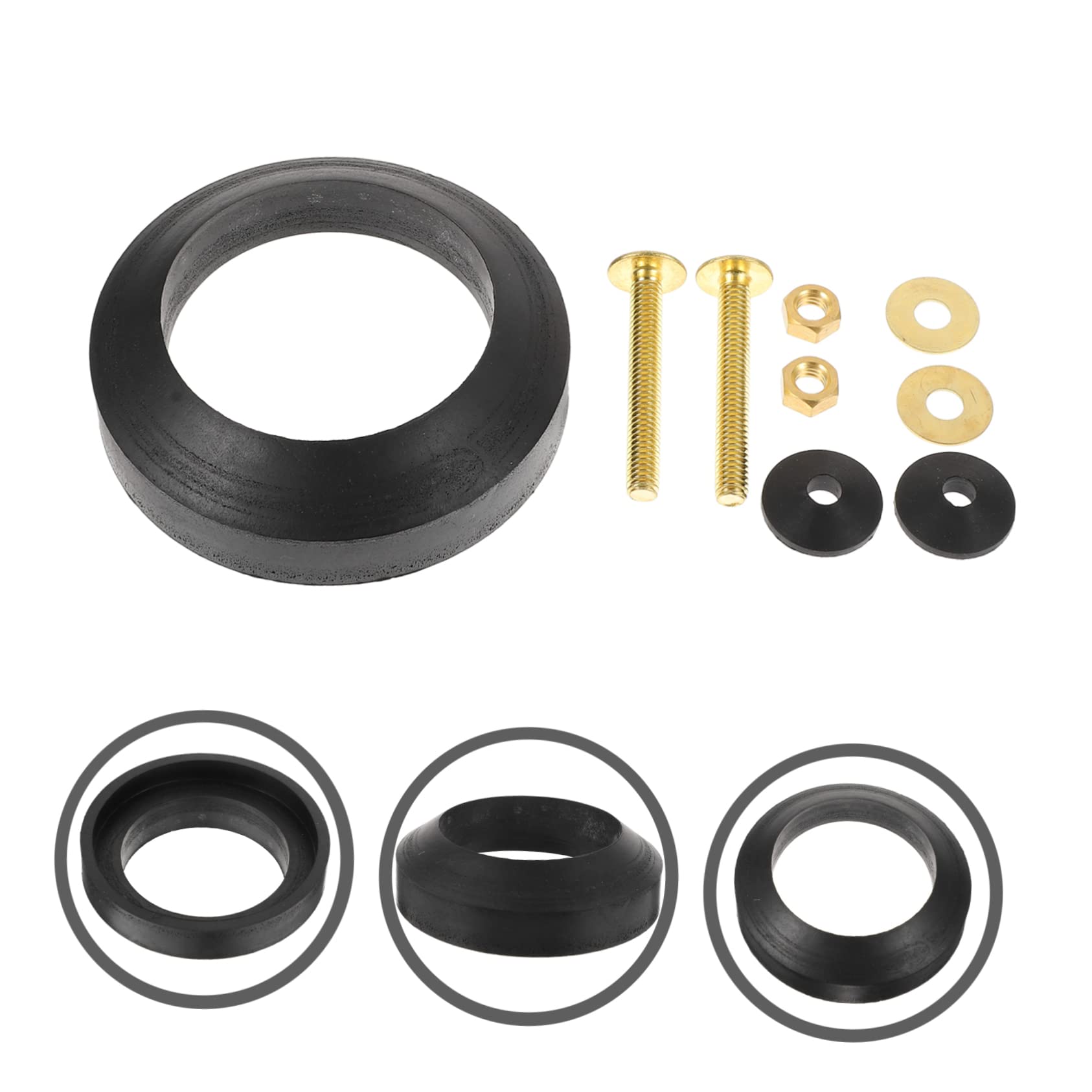 Lurrose 3 Set guarnizione del WC kit cisterna adesivo parti lavaserbatoi wc anello di tenuta cassetta wc accessorio cassetta wc accessori per cassette wc gomma da cancellare Nero