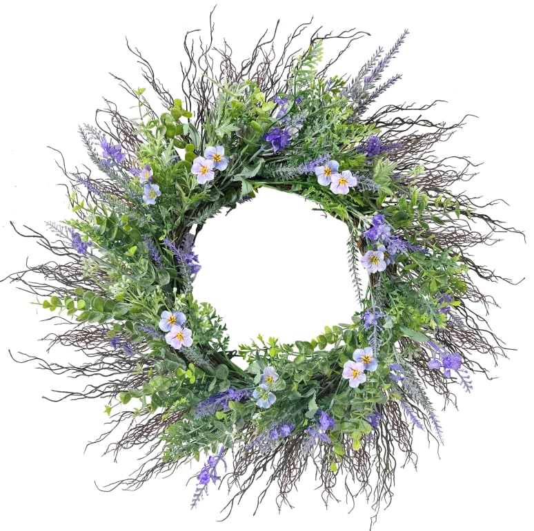 Beinhome Lavender Wreath for Front Door, fo Mom, Hand-Made Spring Wreath for Outdoor, Home, Porch, Wall or Window