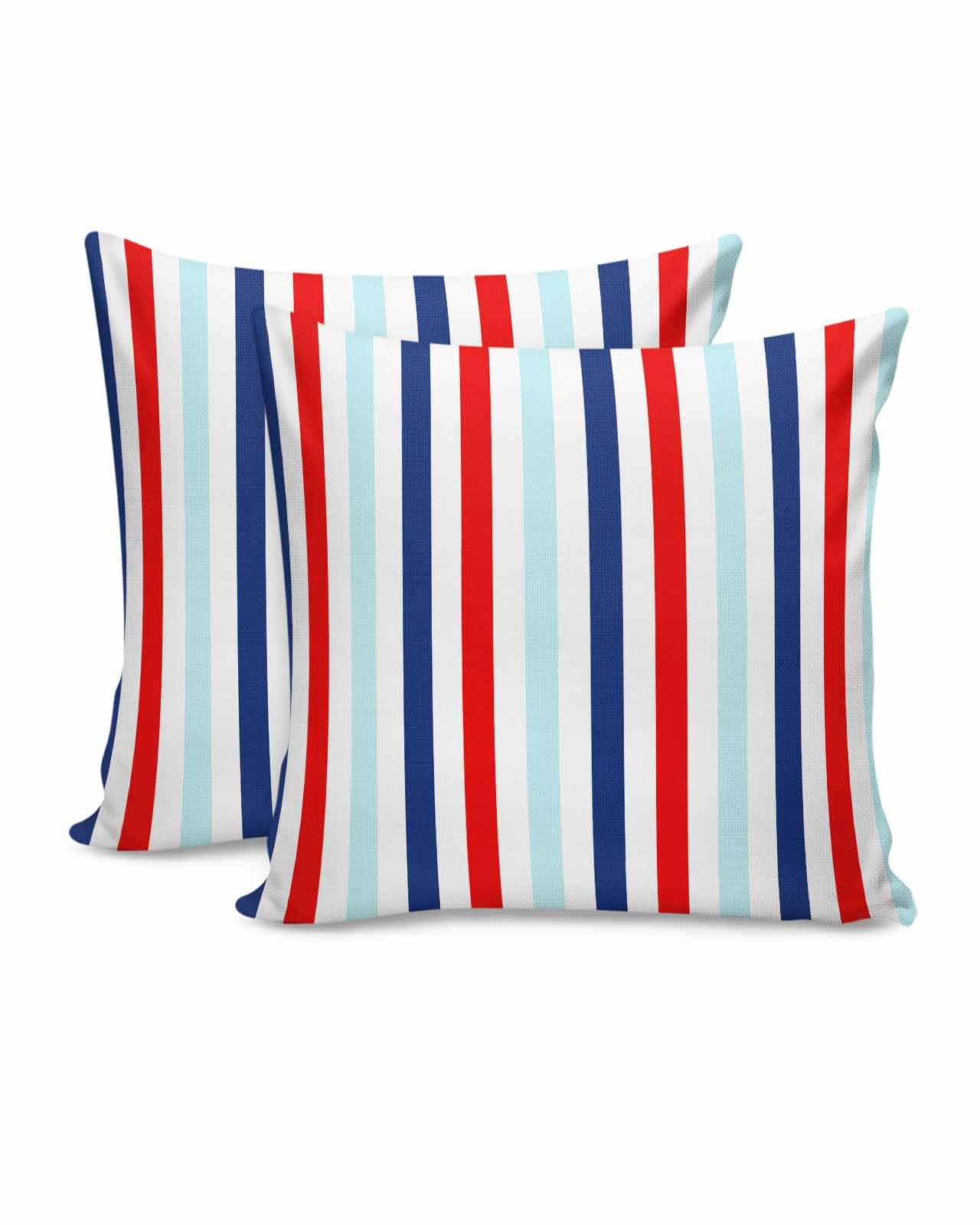 Big buy store Throw Pillow Covers 16x16 Inch Set of 2 Navy Blue Red Stripes Decorative Pillows Cushion Case Soft Pillowcases Lines Striped Throw