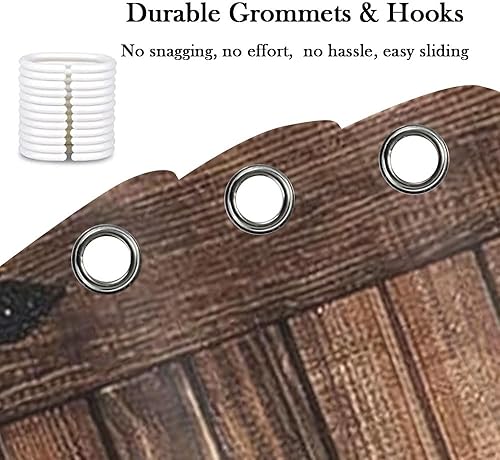 Miniatura 7 de Cortina de ducha rústica para puerta de granero para baño, tablero de madera retro campestre, juego de cortinas de decoración de baño, cortinas de