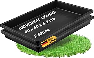 UDOPEA Profi Kunststoff Wanne flach (59,5X 39,6 x 6,3 cm) - Pflanzschale, Wasserwanne ohne Bodenlöcher - Ideal für Pflanzen, Anzuchten, Garten (2Stück)