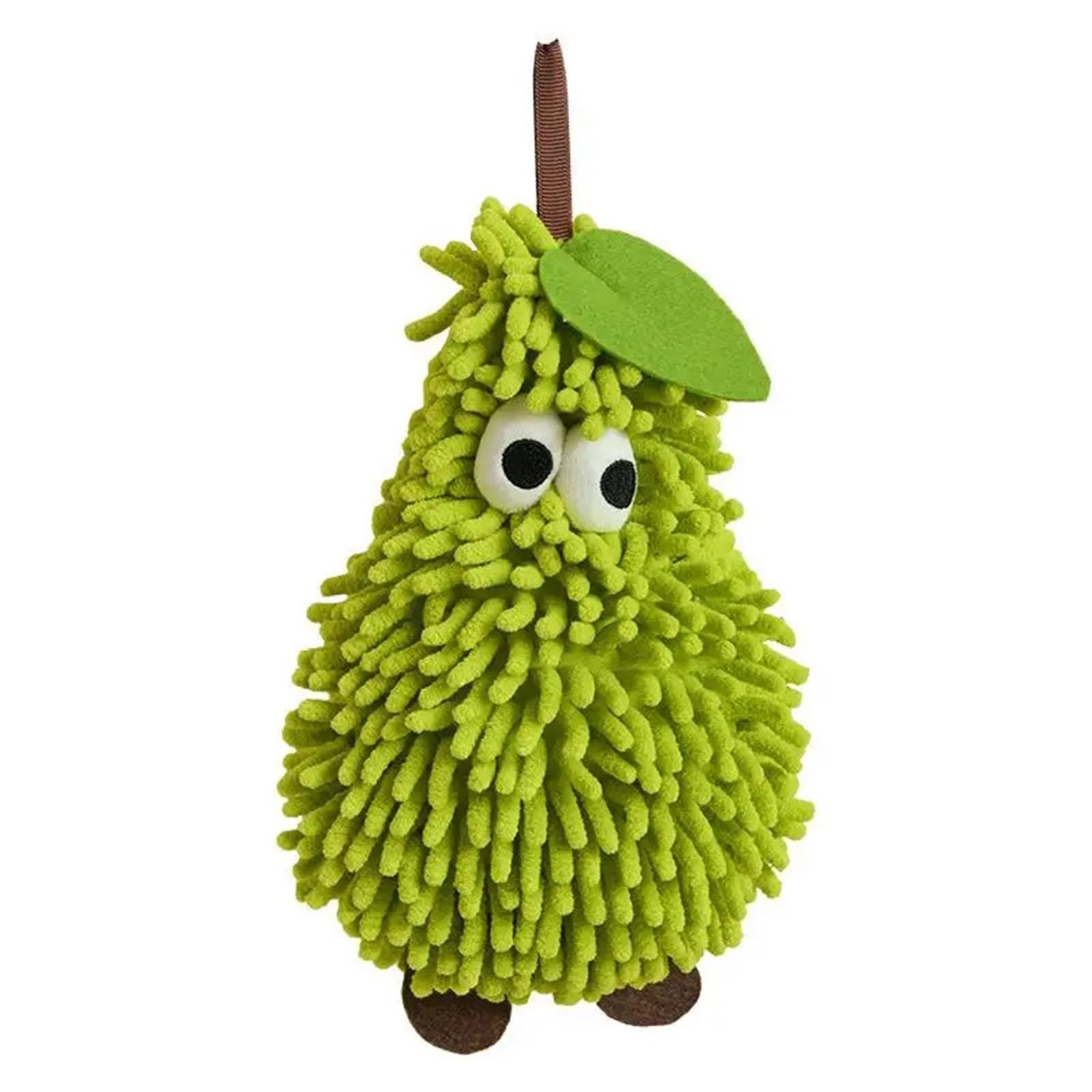 FGUJSUR Hand Towels Cute Fruit Shaped Hanging Washcloth Thicken Chenille Hand Towel Cartoon Soft Absorbent(Green)