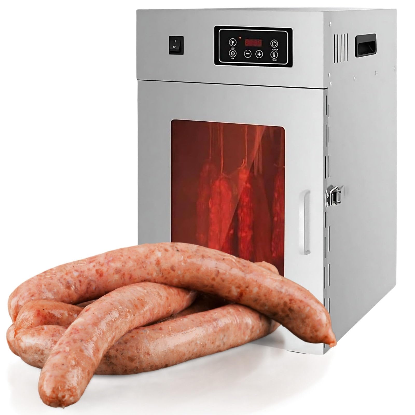 Camera di Stagionatura Carne 15 kg ed Essiccatore Professionale | Per Salsicce, Pancetta, Carne Essiccata e Snack Cani. Con 14 Ganci, Struttura in Acciaio Inox, 30-90°C e Silenzioso