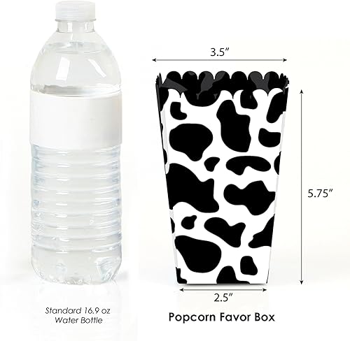 Miniatura 2 de Big Dot of Happiness Caja de palomitas de maíz con estampado de vaca - Juego de 12 unidades
