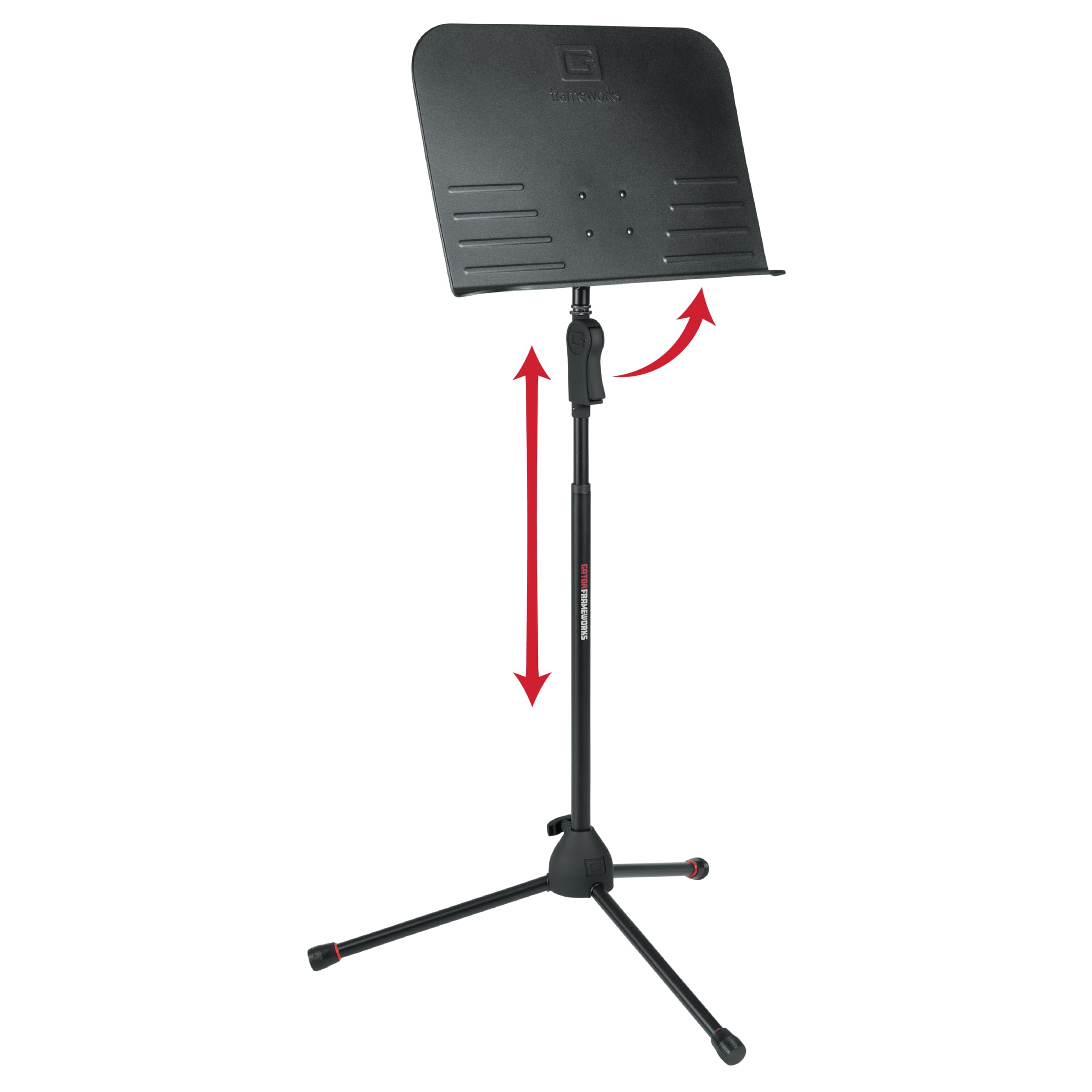 GATOR FRAMEWORKS - Leggio da Concerto con Altezza Regolabile, Base a Treppiede e Sistema di Regolazione con Morsetto a Pressione (GFW-MUS-2000)