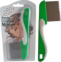 Pente Fino de Ferro Aço Inox Removedor de Piolhos e Lêndeas Extrator Tira Piolho M Mari'S Cor Verde Com Cabo