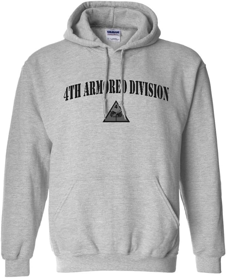Military Productions US Army 4th Armored Division Subdued Hooded Sweatshirt Officially Licensed