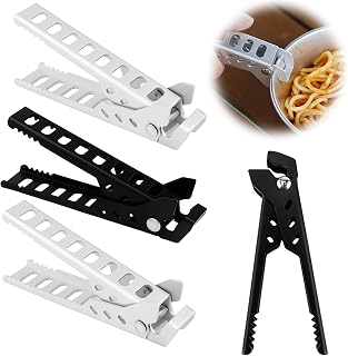 4 Pcs Pan Gripper Camping Kitchen Essentials, Heat Resistant Detachable Pot Handle Clips for Outdoor Cooking Backpacking and Home Use, 2 Black 2 White