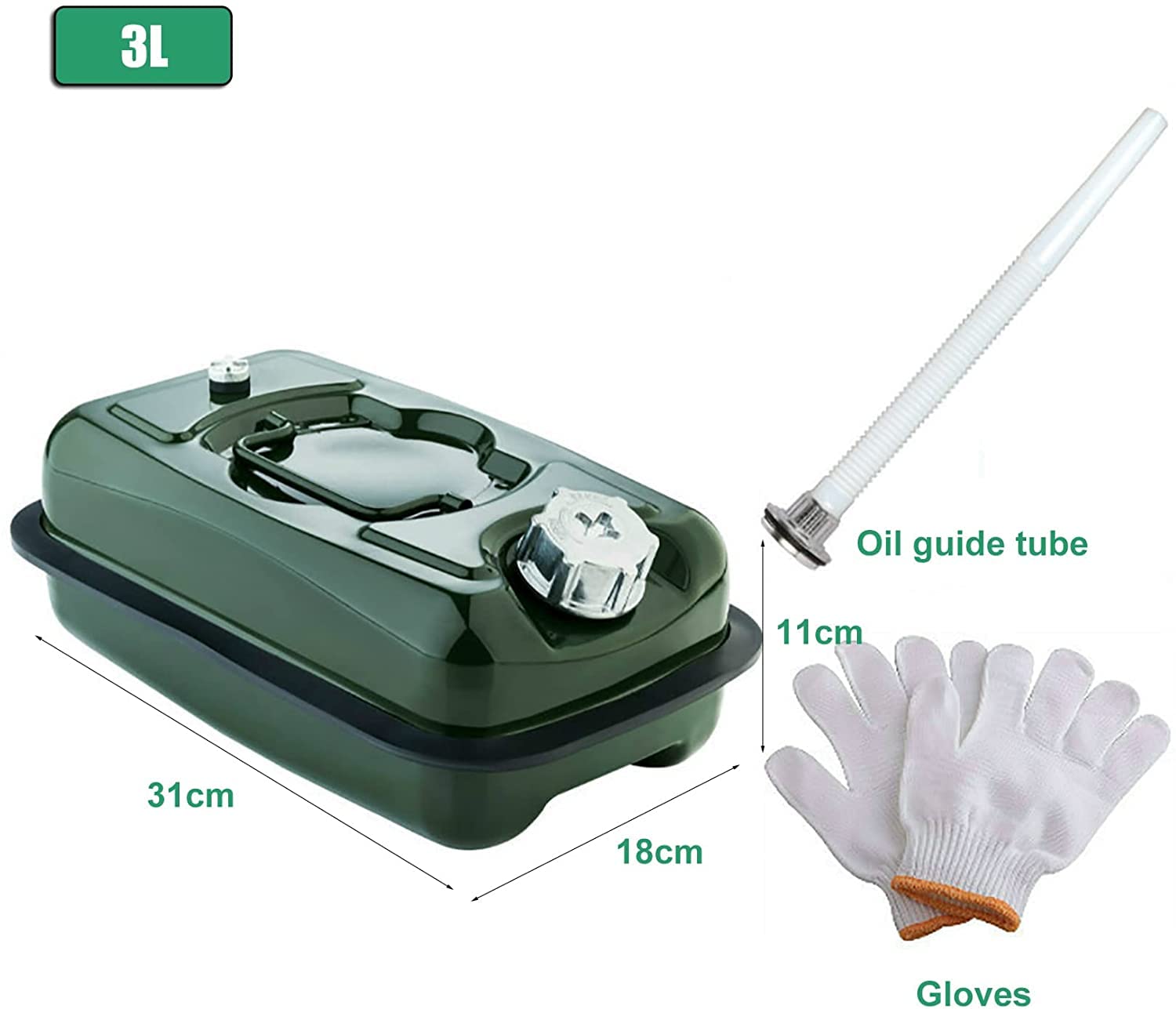 3L/5L réservoirs de Carburant Vert métal bidons d'essence Support de Voiture Moto jerrican bidon de gaz Essence Huile conteneur bidon de Carburant