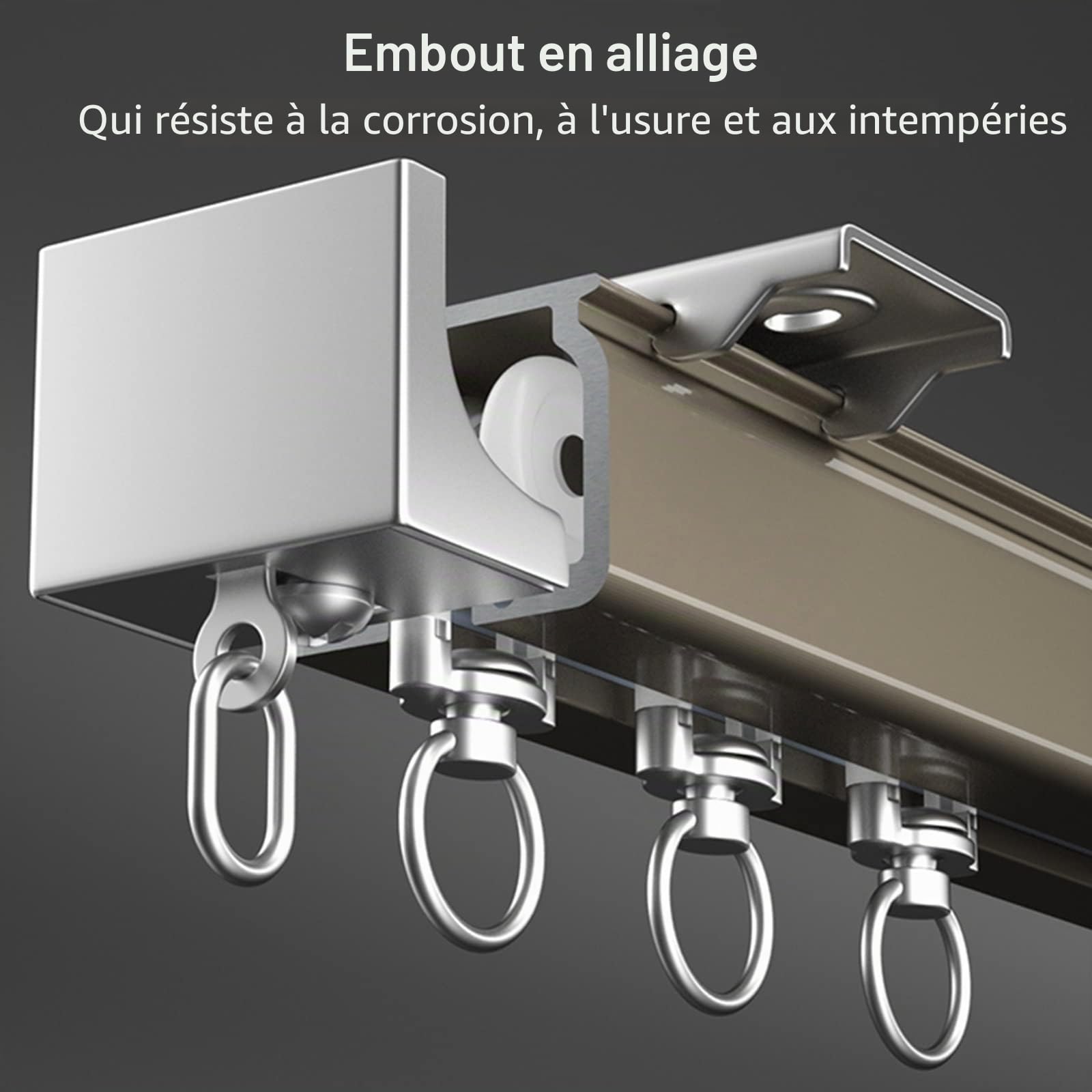 Rail de Rideau, Tringle rideau 2m 3m 4m 5m 6m 8m 10m 12m 15m Tringle À Rideaux Pour Séparation De Pièces Noir, Rails Pour Rideaux Coulissants En Aluminium Pour Fenêtres/ Plafond/ Mur(Wall Mount,6m/19.