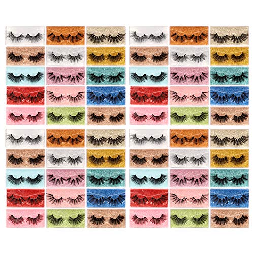 Calphdiar Lashes False Eyelashes 25MM Long Dramatic False Lashes 60 Pairs Thick Volume Fluffy Faux Mink Lashes 15 Variety Styles Eyelashes Wholesale Lashes Pack