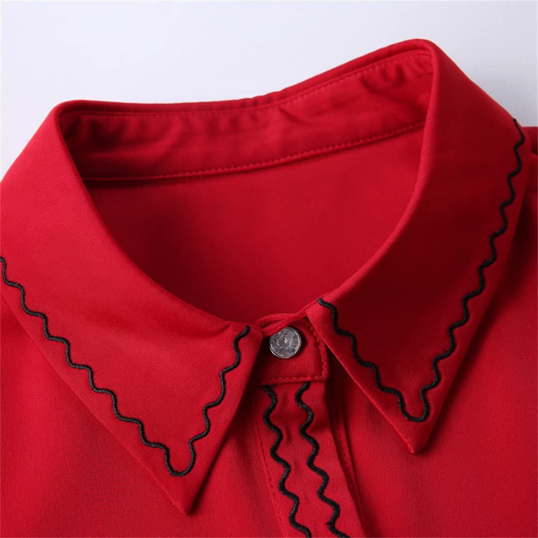 Camisa con Botones para Mujer, Manga Corta, Cuello en V, Blusa de Negocios para el Blusas Formales de Gasa White XS