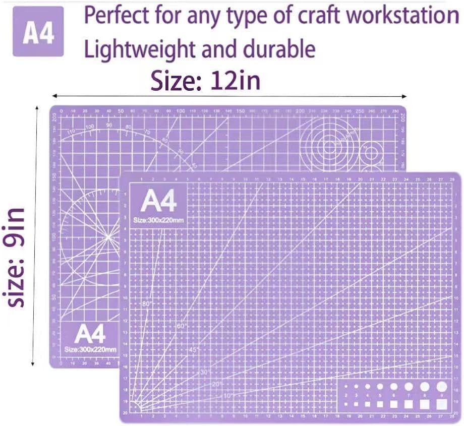 A4 Self-Healing Cutting Mat, Double-Sided Craft Mat with Grid Lines, Precision Rotary Cutting Board for Office Desk, Art Craft, Sewing, Hobby, and DIY Projects - 9x12 Inches image 4