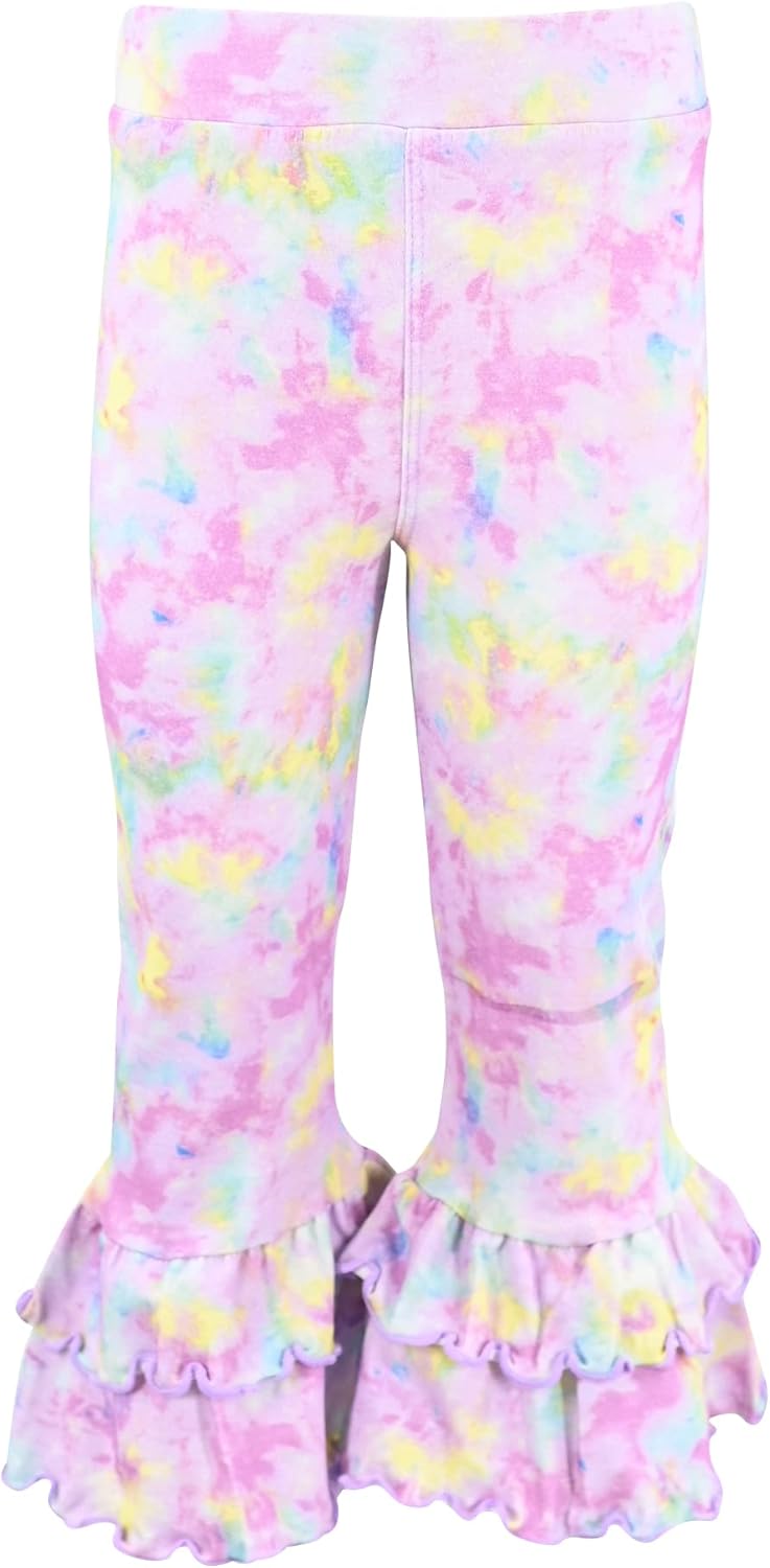 Unique Baby 2 Piece Girls Double Ruffle Leggings Outfit with Short Sleeve Shirt Kid and Toddler Clothes Set - Image 7