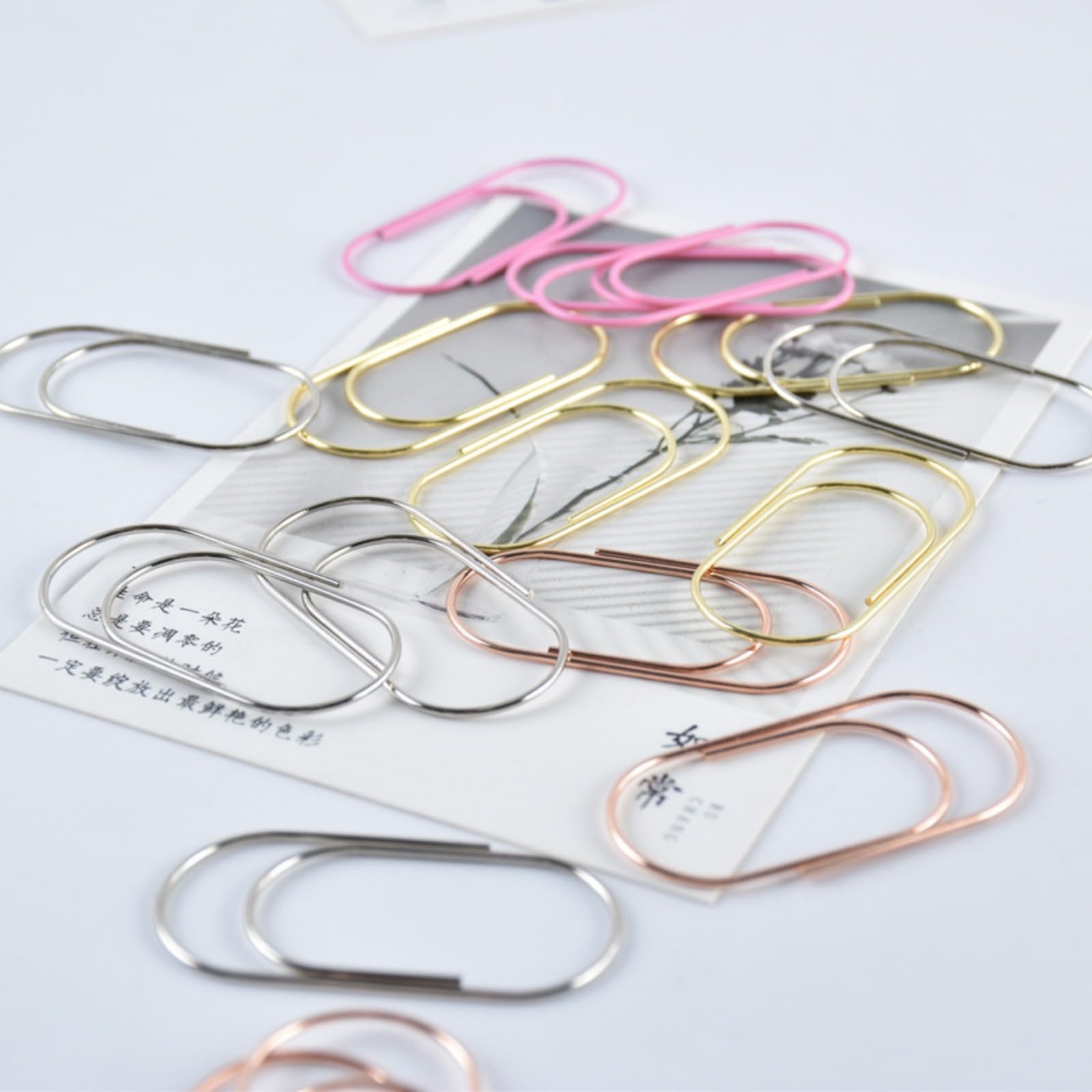 Montesy 20Pcs Colored Paper Clip 50mm Large File Clip Metal Paperclips Colorful File Paper Clamp Metal Bookmarks Clip for Office