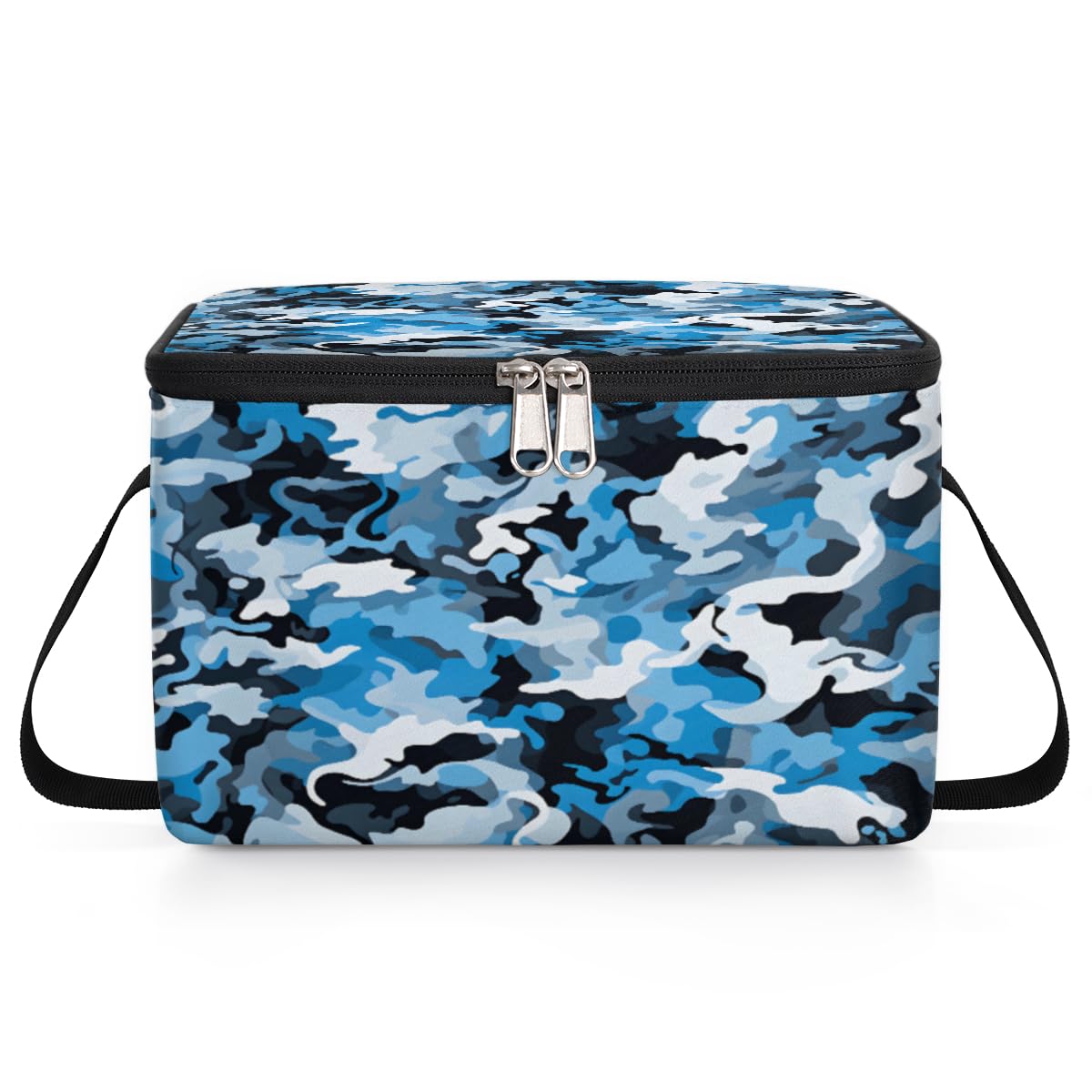 GzLeyigou Abstract Camo Skin Lunch Bags for Women Men 9 Cans, Hot & Cold Food Delivery Bag Insulated Grocery Bag Insulated Lunch Box Camouflage Blue White Cooler Bag for Office Work Picnic Beach