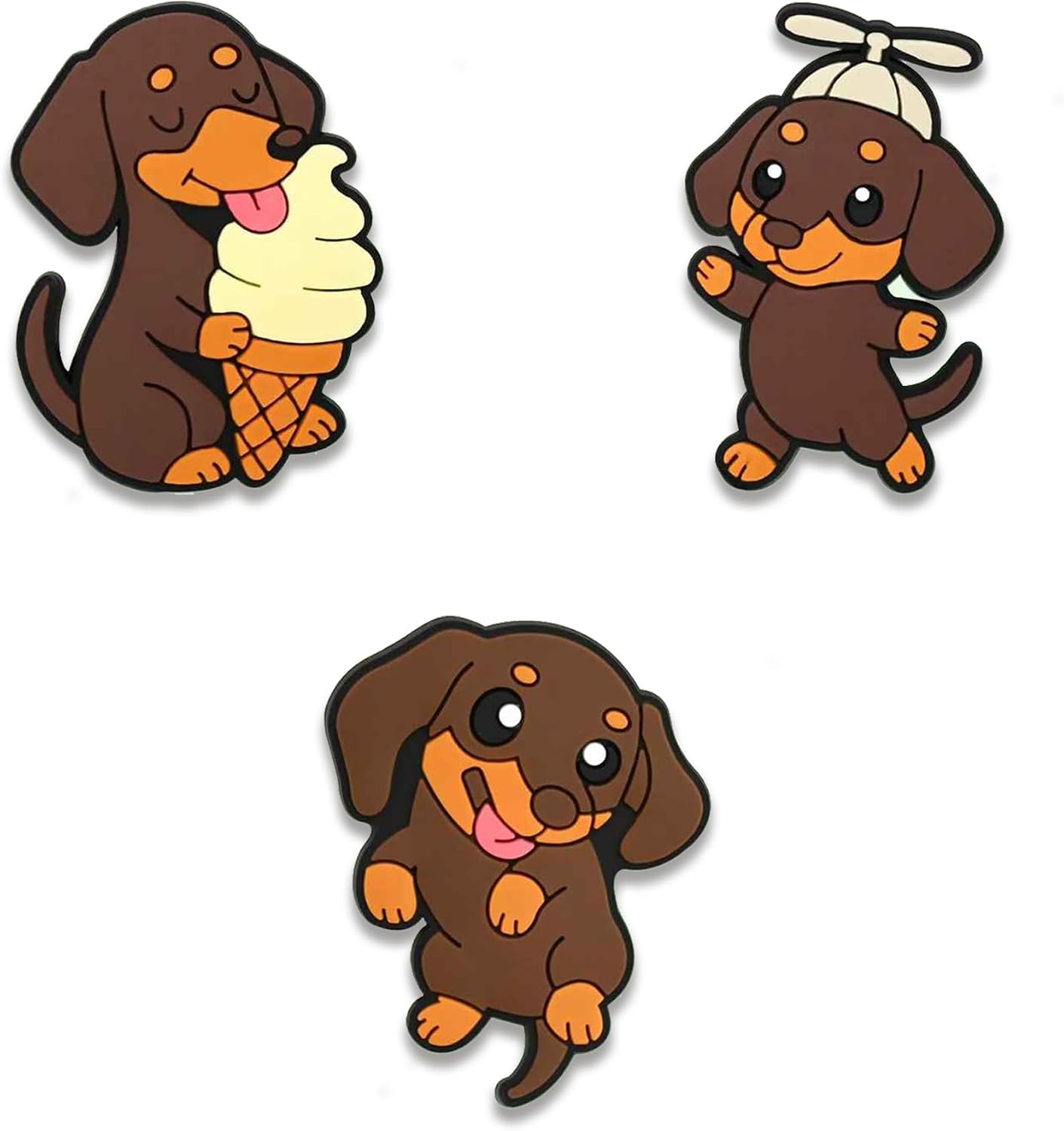 8 PCS Dachshund Dog Shoe Charms, Cute Puppy Accessories for Shoes, Sandals, Wristbands & Bags, Animal Shoe Decorations, Birthday Party Favor Gifts