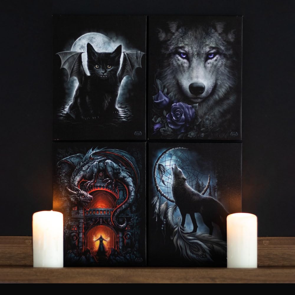 Something Different Wholesale Spiral Direct Dead Kiss Canvas Plaque - Gothic Wall Art with Abstract Skull Design - Halloween Décor and Gothic Art - Black Wall Decoration