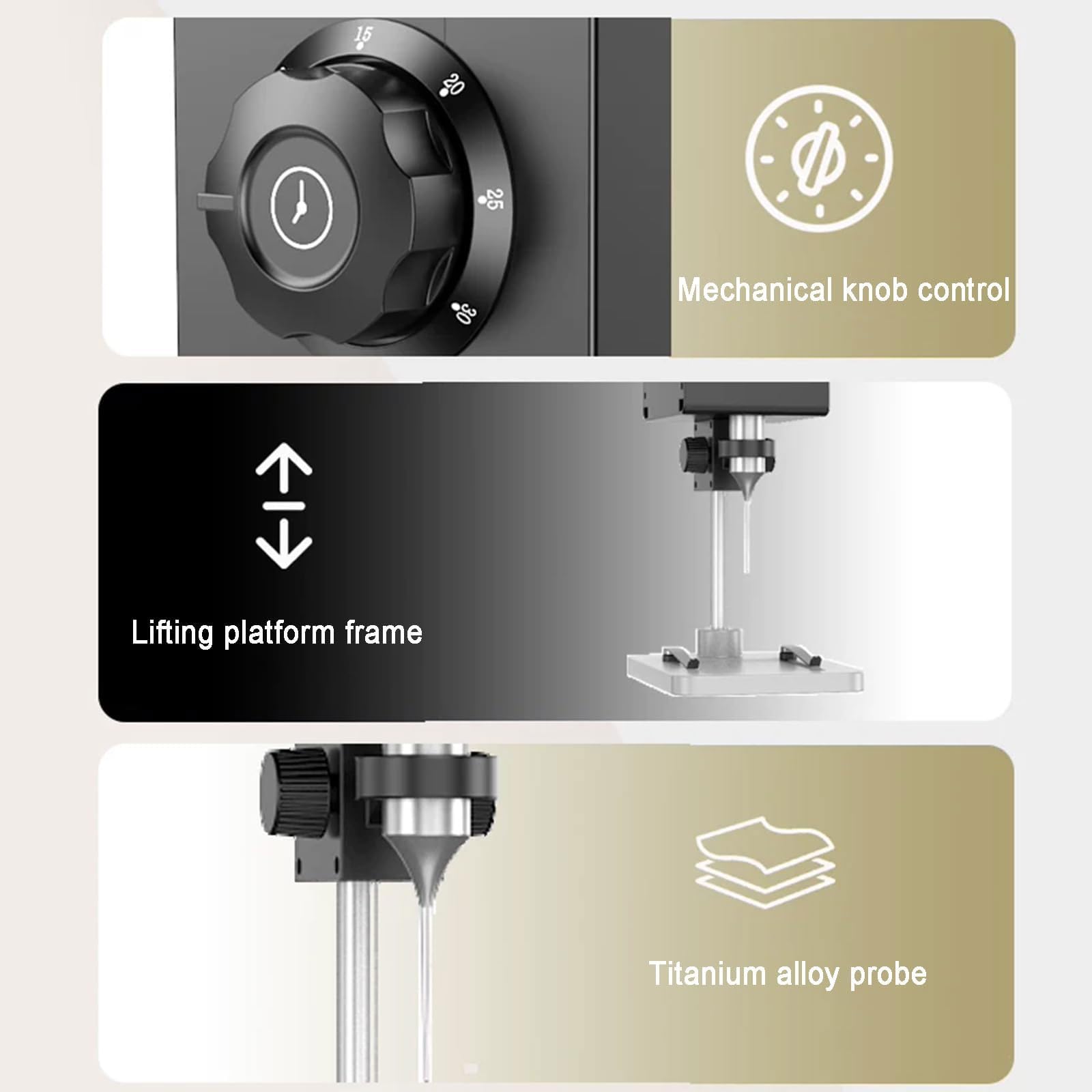 Homogeneizador pequeño, sonda de titanio, temporizador y soporte ajustable, mezclador disruptor de células sonicador para café casero, té, fabricación de leche, mezclador de cocina