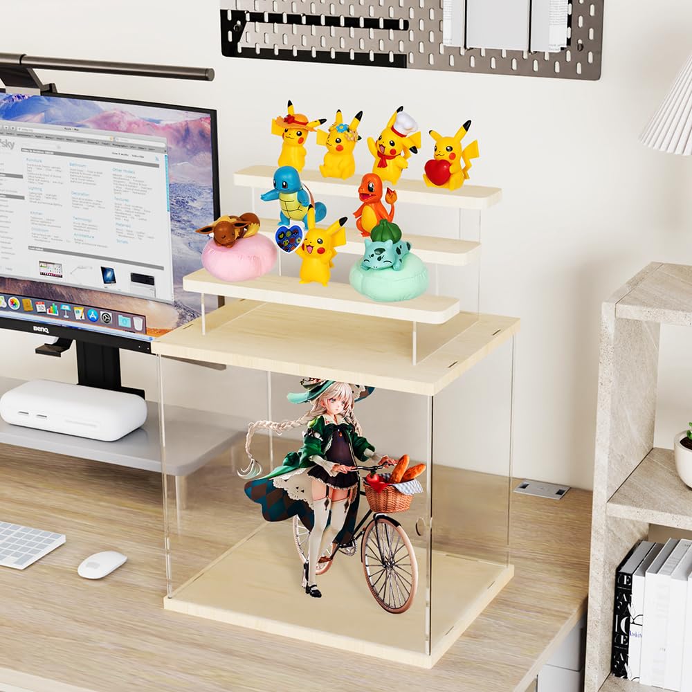 DuvinDD Acryl-Vitrine für Sammlerstücke, 4 Ebenen, Ständer, transparente Acrylboxen für Display, Mini-Funko-Pop-Figur, Spielzeugpuppensammlung, staubdicht, Vitrine, Aufbewahrungswürfel mit Regalen