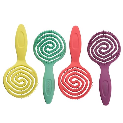 Dompel Cepillo de pelo Pirulito, cerdas antiestáticas, para todo tipo de cabello, este juego de cepillos viene en cuatro deliciosos aromas (fresa,