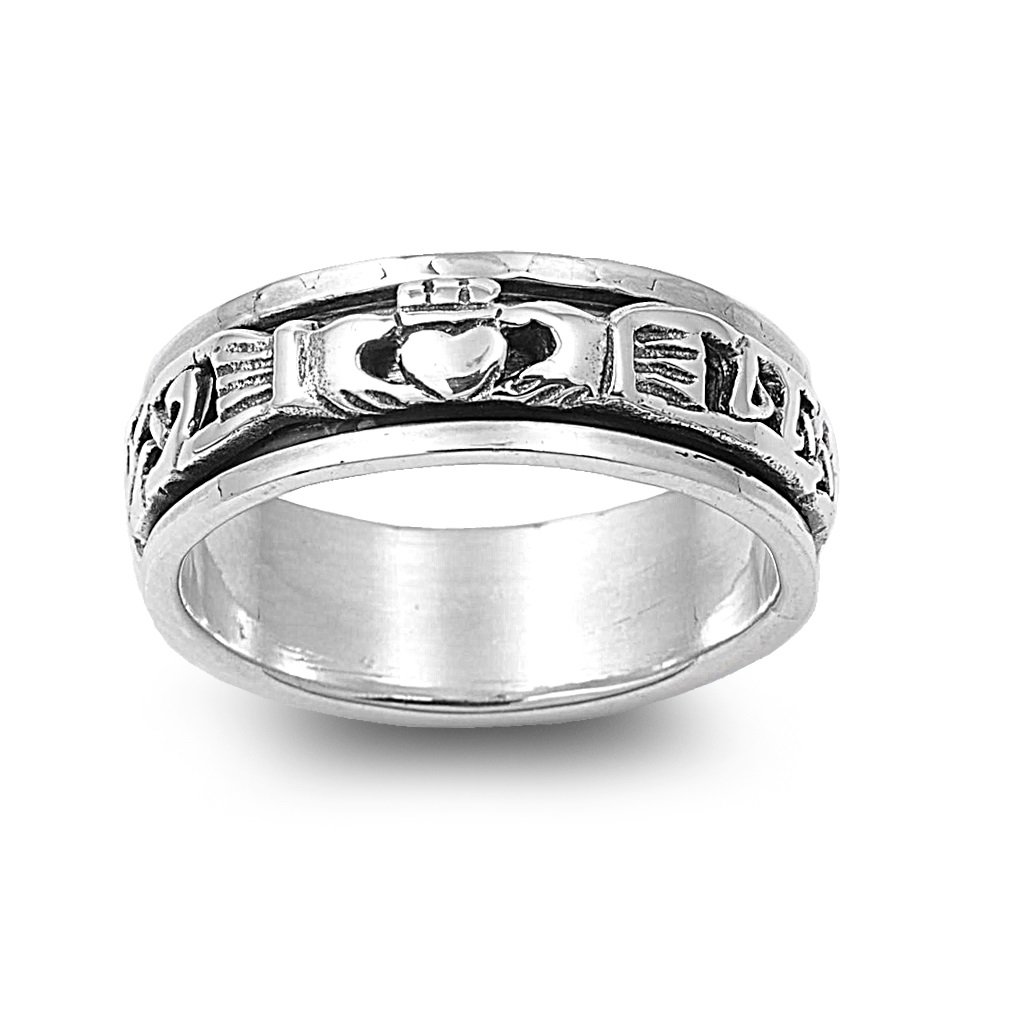 CloseoutWarehouse925 Sterling Silver Blessing of The Claddagh Spinner Ring