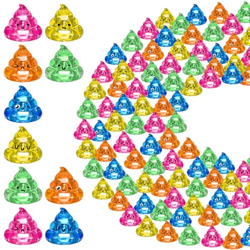 Briwooody 200 Pcs Unicorn Party Favors Mini Poop Figurines Bulk Tiny Resin Fake Poop Toys Party Supplies for Coworkers Staff Gifts Prank Hide Seek Goodie Bags Vending Machines