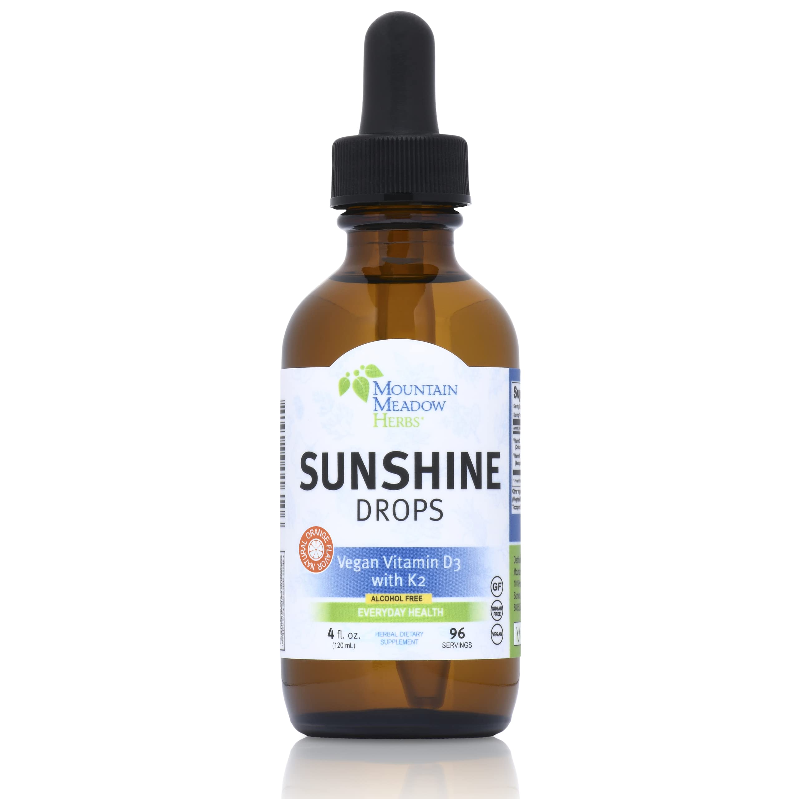 Mountain Meadow Herbs Sunshine Drops | Vegan Vitamin D3 Booster for Healthy Bones & Teeth | Ideal Winter Supplement | Tincture 4oz