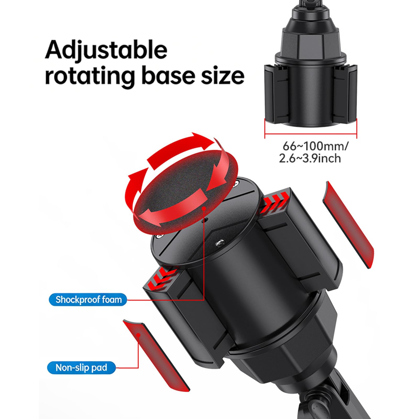 Support de téléphone portable 2 en 1 pour voiture - Pour deux appareils - Compatible avec porte-gobelet rotatif jusqu'à 7,2" - Pour voiture double