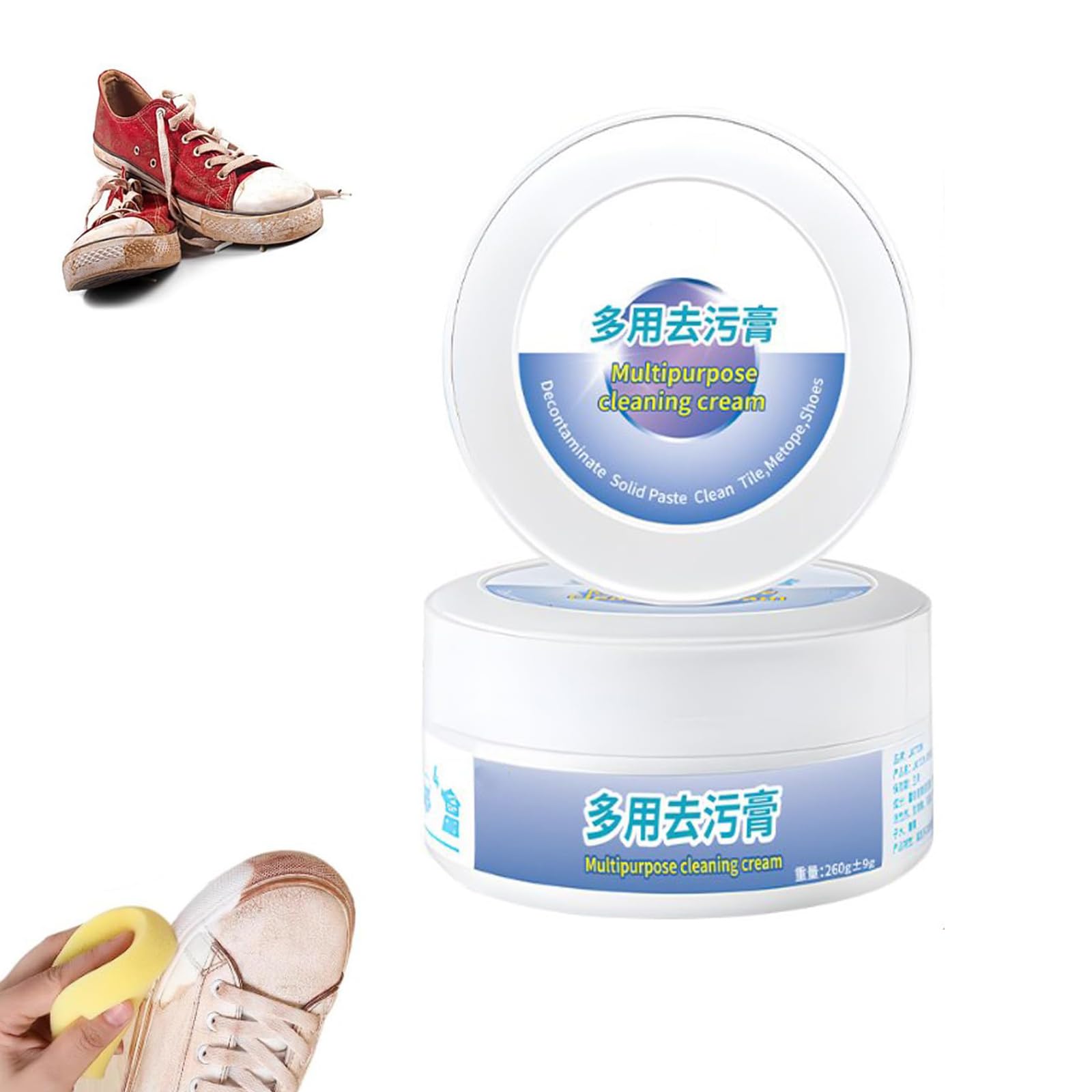 WoQtreFly 2023 New Multi-Functional Cleaning And Stain Removal Cream,Multipurpose Cleaning Cream,Decontaminate Solid Paste-1PCS